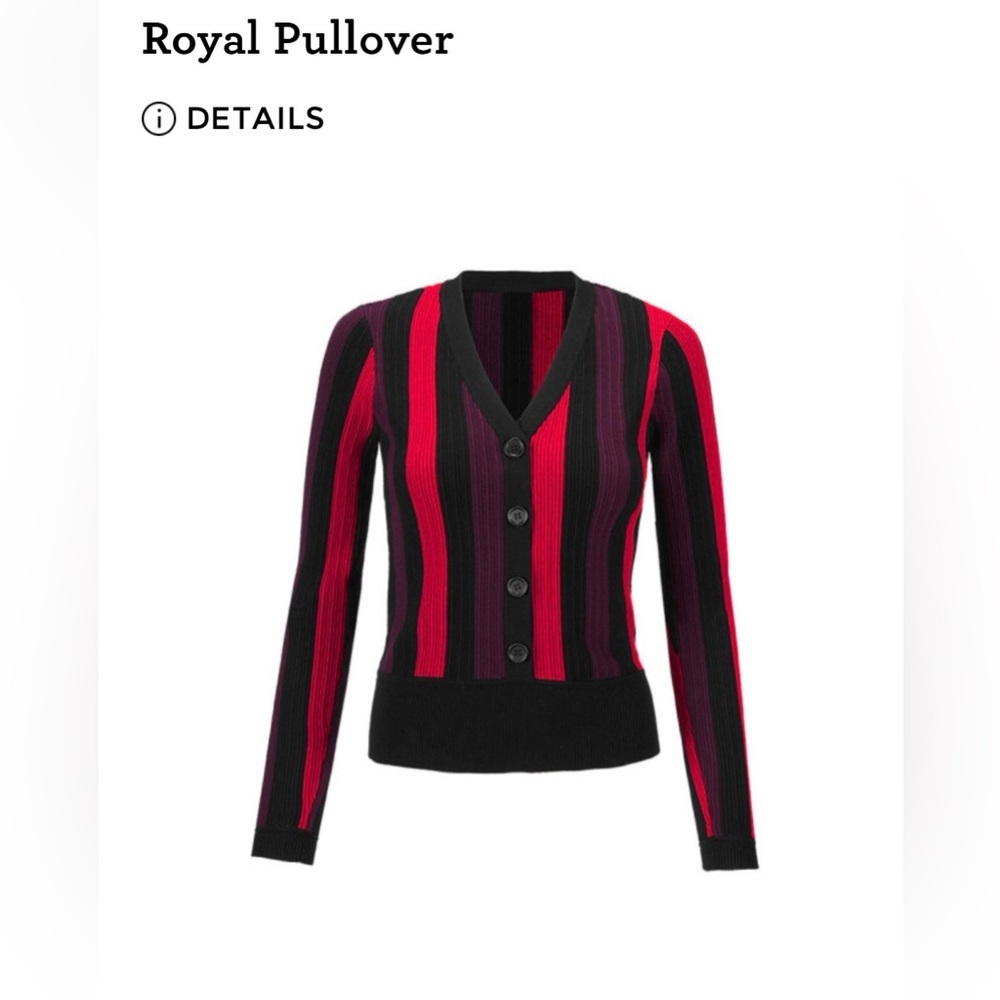 CAbi Red and Black Striped Cardigan Sweater - Picture 6 of 7